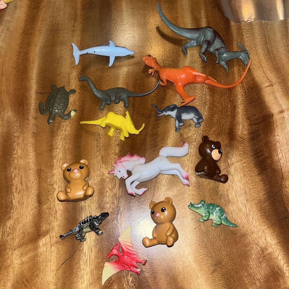 Lot Of 14 Animals Dinosaur Dolphin Bear Turtle Unicorn‎ Plastic Figures Toys